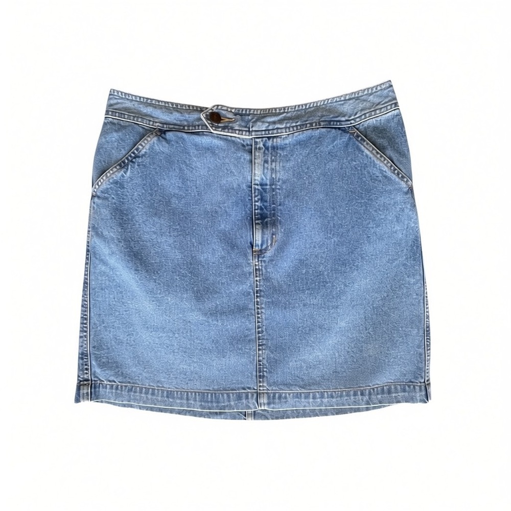 Liz Claiborne Lizwear Vintage Denim A-Line Mini Skirt Light Wash Size 14
